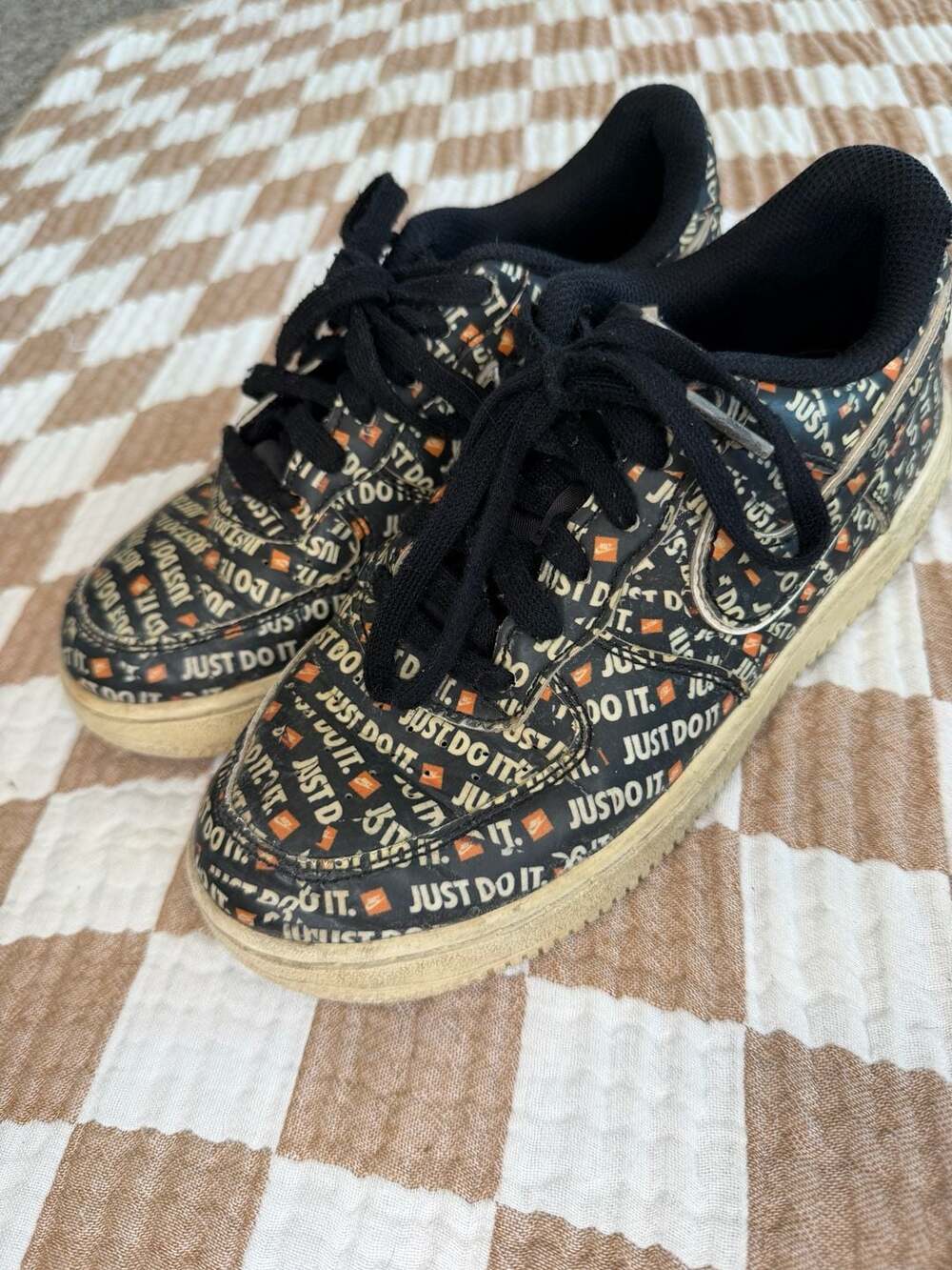 Nike Air Force 1 Low Just Do It Size 1.5Y Black Orange
